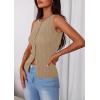 imagePRETTYGARDEN Womens Ribbed Tank Top Summer 2025 Open Front Button Down Sleeveless Shirts Fashion Clothing Going Out Vest TopsCamel