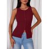 imagePRETTYGARDEN Womens Ribbed Tank Top Summer 2025 Open Front Button Down Sleeveless Shirts Fashion Clothing Going Out Vest TopsWine Red