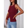 imagePRETTYGARDEN Womens Ribbed Tank Top Summer 2025 Open Front Button Down Sleeveless Shirts Fashion Clothing Going Out Vest TopsWine Red