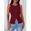 imagePRETTYGARDEN Womens Ribbed Tank Top Summer 2025 Open Front Button Down Sleeveless Shirts Fashion Clothing Going Out Vest TopsWine Red