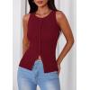 imagePRETTYGARDEN Womens Ribbed Tank Top Summer 2025 Open Front Button Down Sleeveless Shirts Fashion Clothing Going Out Vest TopsWine Red