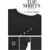 imagePRETTYGARDEN Womens Summer Casual Henley TShirts Short Sleeve V Neck Button Up Ribbed Knit Slim Fit Basic TopsBlack
