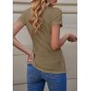imagePRETTYGARDEN Womens Summer Casual Henley TShirts Short Sleeve V Neck Button Up Ribbed Knit Slim Fit Basic TopsBrown