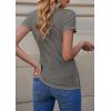 imagePRETTYGARDEN Womens Summer Casual Henley TShirts Short Sleeve V Neck Button Up Ribbed Knit Slim Fit Basic TopsGrey
