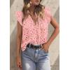 imagePRETTYGARDEN Womens Summer Tops 2025 Dressy Casual Ruffle Cap Sleeve Button V Neck Embroidered Eyelet Blouses ShirtsPink