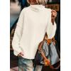 imagePRETTYGARDEN Womens Turtleneck Long Sleeve Sweater 2025 Fall Trendy Loose Fit Knit Tops Oversized Pullover SweatersWhite