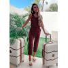 imagePRETTYGARDEN Womens Two Piece Outfit Sets Summer Casual Sleeveless Crewneck Tops Matching Travel Tracksuit Lounge WearWine Red