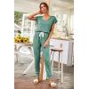 imagePRETTYGARDEN Womens Two Piece Tracksuit Casual Summer V Neck Short Sleeve Tops Drawstring Jogger Pants Lounge Outfit SetsGrey Green