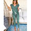 imagePRETTYGARDEN Womens Two Piece Tracksuit Casual Summer V Neck Short Sleeve Tops Drawstring Jogger Pants Lounge Outfit SetsGrey Green