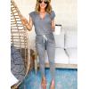 imagePRETTYGARDEN Womens Two Piece Tracksuit Casual Summer V Neck Short Sleeve Tops Drawstring Jogger Pants Lounge Outfit SetsLight Grey