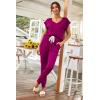 imagePRETTYGARDEN Womens Two Piece Tracksuit Casual Summer V Neck Short Sleeve Tops Drawstring Jogger Pants Lounge Outfit SetsPurple