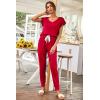 imagePRETTYGARDEN Womens Two Piece Tracksuit Casual Summer V Neck Short Sleeve Tops Drawstring Jogger Pants Lounge Outfit SetsRed