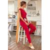 imagePRETTYGARDEN Womens Two Piece Tracksuit Casual Summer V Neck Short Sleeve Tops Drawstring Jogger Pants Lounge Outfit SetsRed