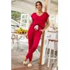 imagePRETTYGARDEN Womens Two Piece Tracksuit Casual Summer V Neck Short Sleeve Tops Drawstring Jogger Pants Lounge Outfit SetsRed