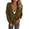 imagePRETTYGARDEN Cardigan Sweaters for Women Trendy Fall 2025 Long Sleeve Button Down Oversized Chunky Knit Sweater OuterwearArmy Green