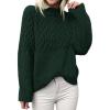 imagePRETTYGARDEN Oversized Sweaters for Women 2025 Fall Cute Cable Knit Long Sleeve Crewneck Chunky Pullover Tops Winter ClothingDark Green