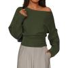 imagePRETTYGARDEN Women Off The Shoulder Sweater 2025 Fall Trendy Long Batwing Sleeve Knit Pullover Going Out Tops Winter ClothingArmy Green
