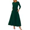 imagePRETTYGARDEN Womens 2025 Fashion Trendy Fall Long Sleeve Dresses Ruched Flowy Elegant Modest Boho Casual Beach Maxi DressDark Green