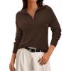 imagePRETTYGARDEN Womens Quarter Zip Pullover V Neck Fall Sweaters 2025 Long Sleeve Tops Collared Business Casual Winter ClothingBrown