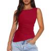 imagePRETTYGARDEN Womens Ruched Tank Tops 2025 Summer Sleeveless Slim Fit T Shirts Blouses Going Out Y2K Fashion ClothesRed