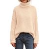 imagePRETTYGARDEN Womens Turtleneck Long Sleeve Sweater 2025 Fall Trendy Loose Fit Knit Tops Oversized Pullover SweatersApricot