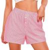 imagePRETTYGARDEN Womens Shorts Boxers 2025 Summer Gingham Pajama Lounge Sleep Y2K Plaid Pj Shorts Beach BottomsStriped Red
