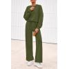 imagePRETTYGARDEN Women 2 Piece Outfits 2025 Fall Sweatsuits Crewneck Sweatshirt Wide Leg Sweatpants Lounge Sets TracksuitArmy Green