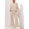 imagePRETTYGARDEN Women 2 Piece Outfits 2025 Fall Sweatsuits Crewneck Sweatshirt Wide Leg Sweatpants Lounge Sets TracksuitBeige