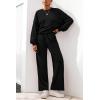 imagePRETTYGARDEN Women 2 Piece Outfits 2025 Fall Sweatsuits Crewneck Sweatshirt Wide Leg Sweatpants Lounge Sets TracksuitBlack