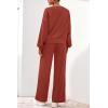 imagePRETTYGARDEN Women 2 Piece Outfits 2025 Fall Sweatsuits Crewneck Sweatshirt Wide Leg Sweatpants Lounge Sets TracksuitBrick Red
