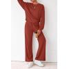 imagePRETTYGARDEN Women 2 Piece Outfits 2025 Fall Sweatsuits Crewneck Sweatshirt Wide Leg Sweatpants Lounge Sets TracksuitBrick Red