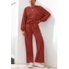 imagePRETTYGARDEN Women 2 Piece Outfits 2025 Fall Sweatsuits Crewneck Sweatshirt Wide Leg Sweatpants Lounge Sets TracksuitBrick Red