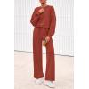 imagePRETTYGARDEN Women 2 Piece Outfits 2025 Fall Sweatsuits Crewneck Sweatshirt Wide Leg Sweatpants Lounge Sets TracksuitBrick Red