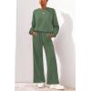 imagePRETTYGARDEN Women 2 Piece Outfits 2025 Fall Sweatsuits Crewneck Sweatshirt Wide Leg Sweatpants Lounge Sets TracksuitGreen