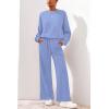 imagePRETTYGARDEN Women 2 Piece Outfits 2025 Fall Sweatsuits Crewneck Sweatshirt Wide Leg Sweatpants Lounge Sets TracksuitLight Blue