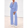 imagePRETTYGARDEN Women 2 Piece Outfits 2025 Fall Sweatsuits Crewneck Sweatshirt Wide Leg Sweatpants Lounge Sets TracksuitLight Blue
