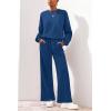 imagePRETTYGARDEN Women 2 Piece Outfits 2025 Fall Sweatsuits Crewneck Sweatshirt Wide Leg Sweatpants Lounge Sets TracksuitRoyal Blue