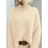 imagePRETTYGARDEN Womens Mock Neck Oversized Sweaters 2025 Long Sleeve Pullover Fall Sweater Knit Jumper Tops Winter ClothingBeige