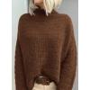 imagePRETTYGARDEN Womens Mock Neck Oversized Sweaters 2025 Long Sleeve Pullover Fall Sweater Knit Jumper Tops Winter ClothingBrown