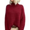 imagePRETTYGARDEN Womens Mock Neck Oversized Sweaters 2025 Long Sleeve Pullover Fall Sweater Knit Jumper Tops Winter ClothingRed