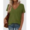 imagePRETTYGARDEN Oversized Tshirts Shirts for Women Summer Tops 2026 Casual Short Sleeve V Neck Loose Basic Tees Spring ClothesGreen