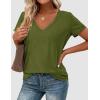 imagePRETTYGARDEN Oversized Tshirts Shirts for Women Summer Tops 2026 Casual Short Sleeve V Neck Loose Basic Tees Spring ClothesGreen