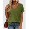 imagePRETTYGARDEN Oversized Tshirts Shirts for Women Summer Tops 2026 Casual Short Sleeve V Neck Loose Basic Tees Spring ClothesGreen