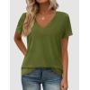 imagePRETTYGARDEN Oversized Tshirts Shirts for Women Summer Tops 2026 Casual Short Sleeve V Neck Loose Basic Tees Spring ClothesGreen
