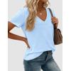 imagePRETTYGARDEN Oversized Tshirts Shirts for Women Summer Tops 2026 Casual Short Sleeve V Neck Loose Basic Tees Spring ClothesLight Blue