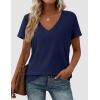 imagePRETTYGARDEN Oversized Tshirts Shirts for Women Summer Tops 2026 Casual Short Sleeve V Neck Loose Basic Tees Spring ClothesNavy Blue