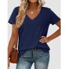 imagePRETTYGARDEN Oversized Tshirts Shirts for Women Summer Tops 2026 Casual Short Sleeve V Neck Loose Basic Tees Spring ClothesNavy Blue