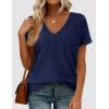 imagePRETTYGARDEN Oversized Tshirts Shirts for Women Summer Tops 2026 Casual Short Sleeve V Neck Loose Basic Tees Spring ClothesNavy Blue
