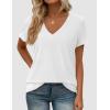 imagePRETTYGARDEN Oversized Tshirts Shirts for Women Summer Tops 2026 Casual Short Sleeve V Neck Loose Basic Tees Spring ClothesWhite