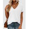 imagePRETTYGARDEN Oversized Tshirts Shirts for Women Summer Tops 2026 Casual Short Sleeve V Neck Loose Basic Tees Spring ClothesWhite